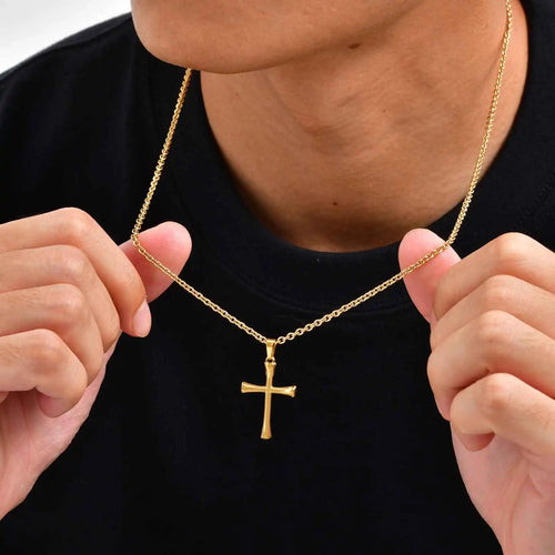 Cross Gold Sweater Chain Necklace — Stainless Steel