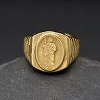 New gold color Catholic Saint Jude Crucifix Ring for men ins Stylish 316L Stainless steel bible Jesus exorcist