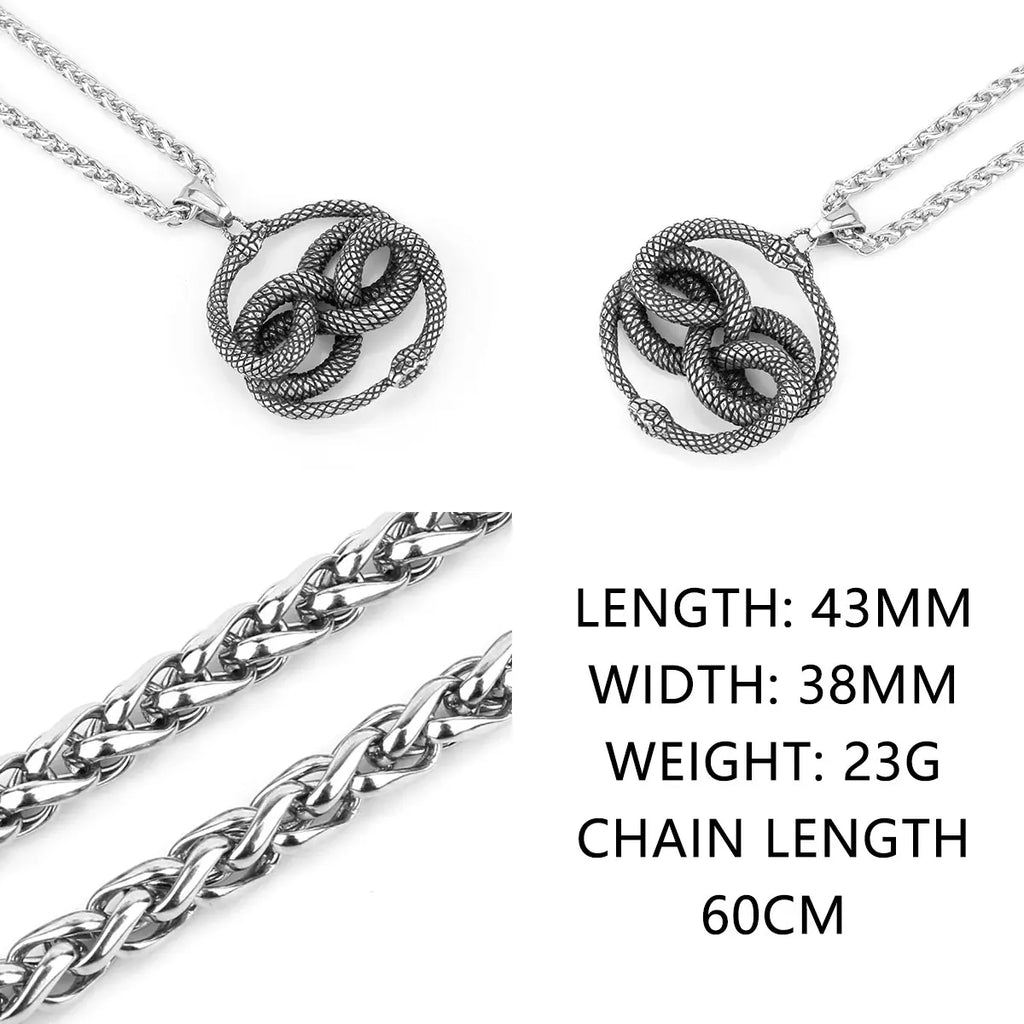 Vintage Double Snake Viper Python Necklace — Stainless Steel