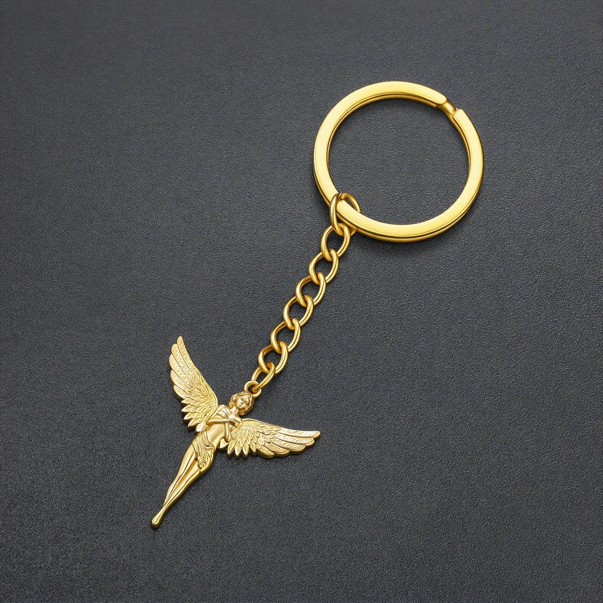 Kkjoy 3D Powder Cast Angel Goddess Keychain Stainless Steel Wing Guardian Angel Pendant Bag Accessories Creative Gift