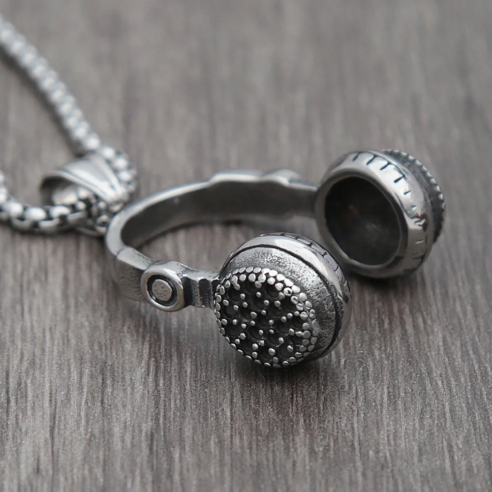 DJ Headphone Pendant — Stainless Steel