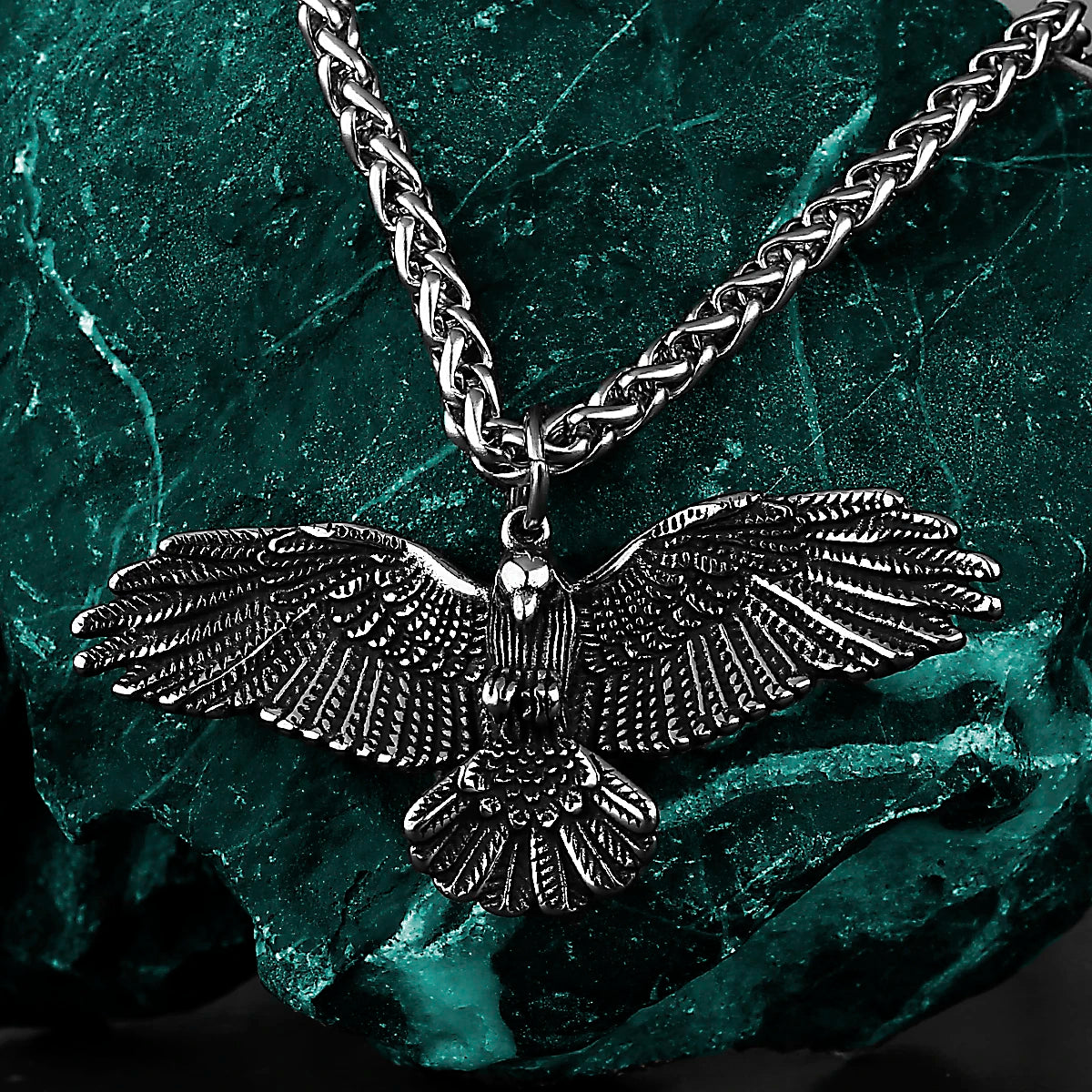 Retro Domineering Crow Eagle Pendant Unisex Fashion Party Birthday Gift 316L Stainless Steel Pendant Necklace