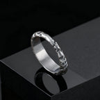Fashion Minimalist Irregular Concave Hammered Texture Stainless Steel Rings for Men Male, Punk Trendy Finger Jewelry
