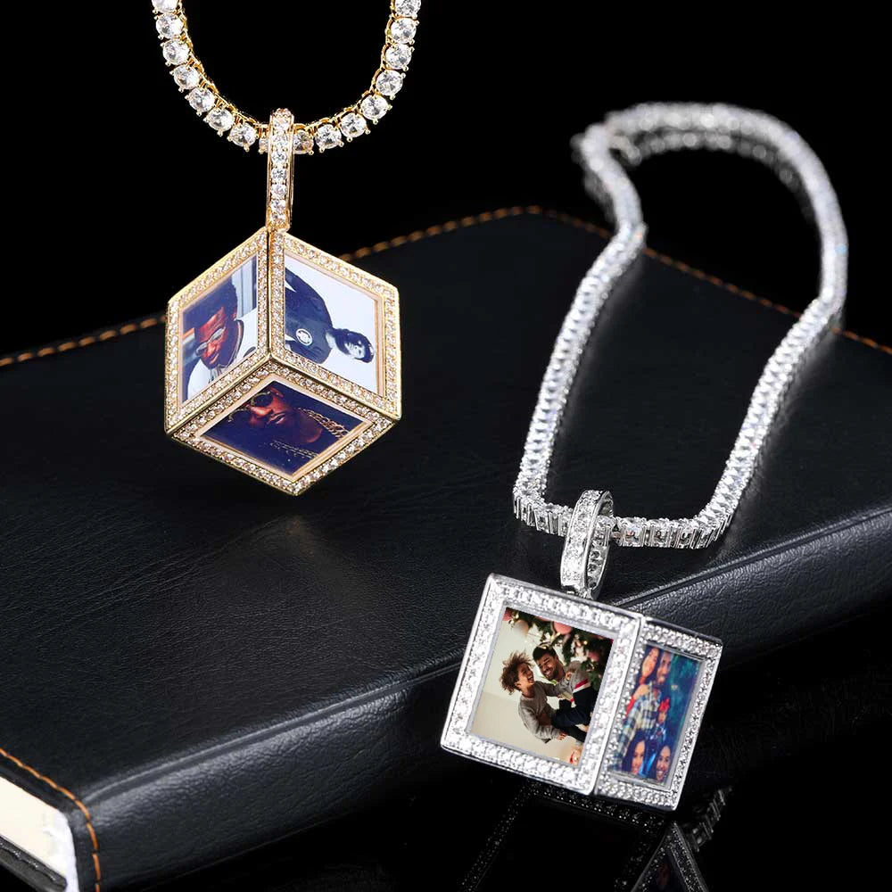 Statement Photo Pendant Necklace Memory Cube