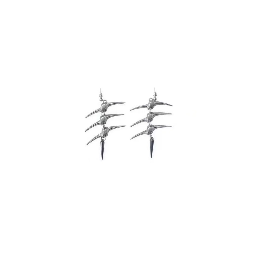 Gothic Y2K Spike Fishbone Waist Chain Necklace — Zinc Alloy