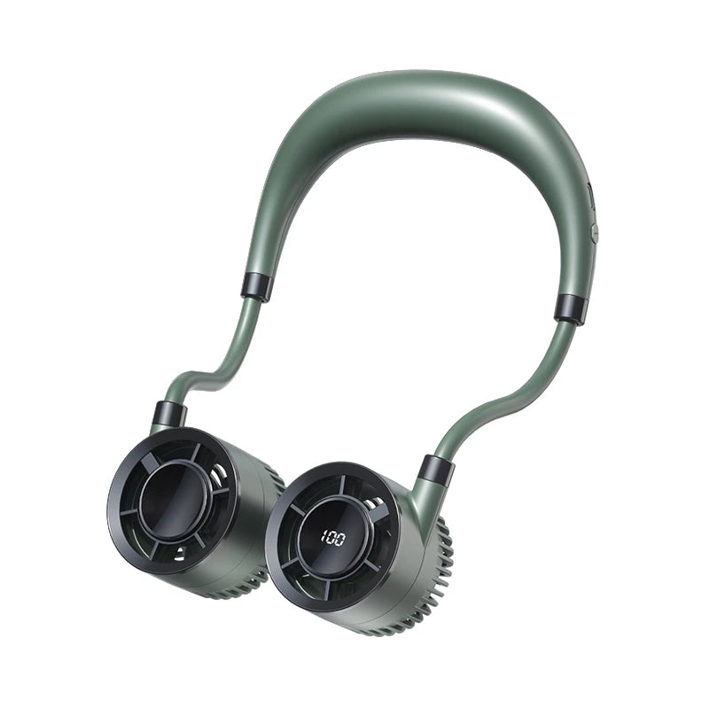 Lenovo Portable Neck Fan 100 Speeds Bladeless Hanging Neck Fan with LED Display USB Rechargeable Fan for Outdoor Sports