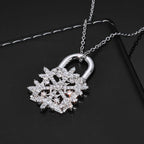 Iced Out Snowflake Pendant Necklace Stainless Steel