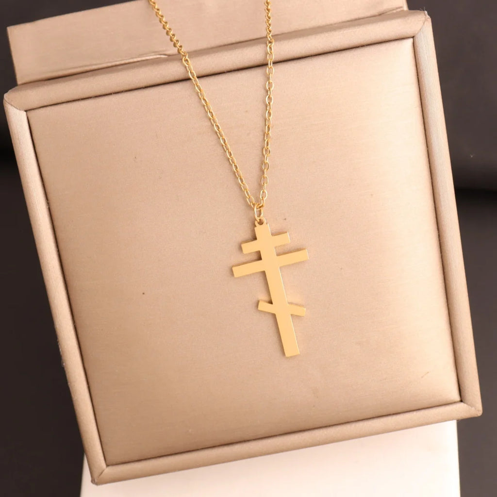 Orthodox Cross Choker Necklace — Stainless Steel