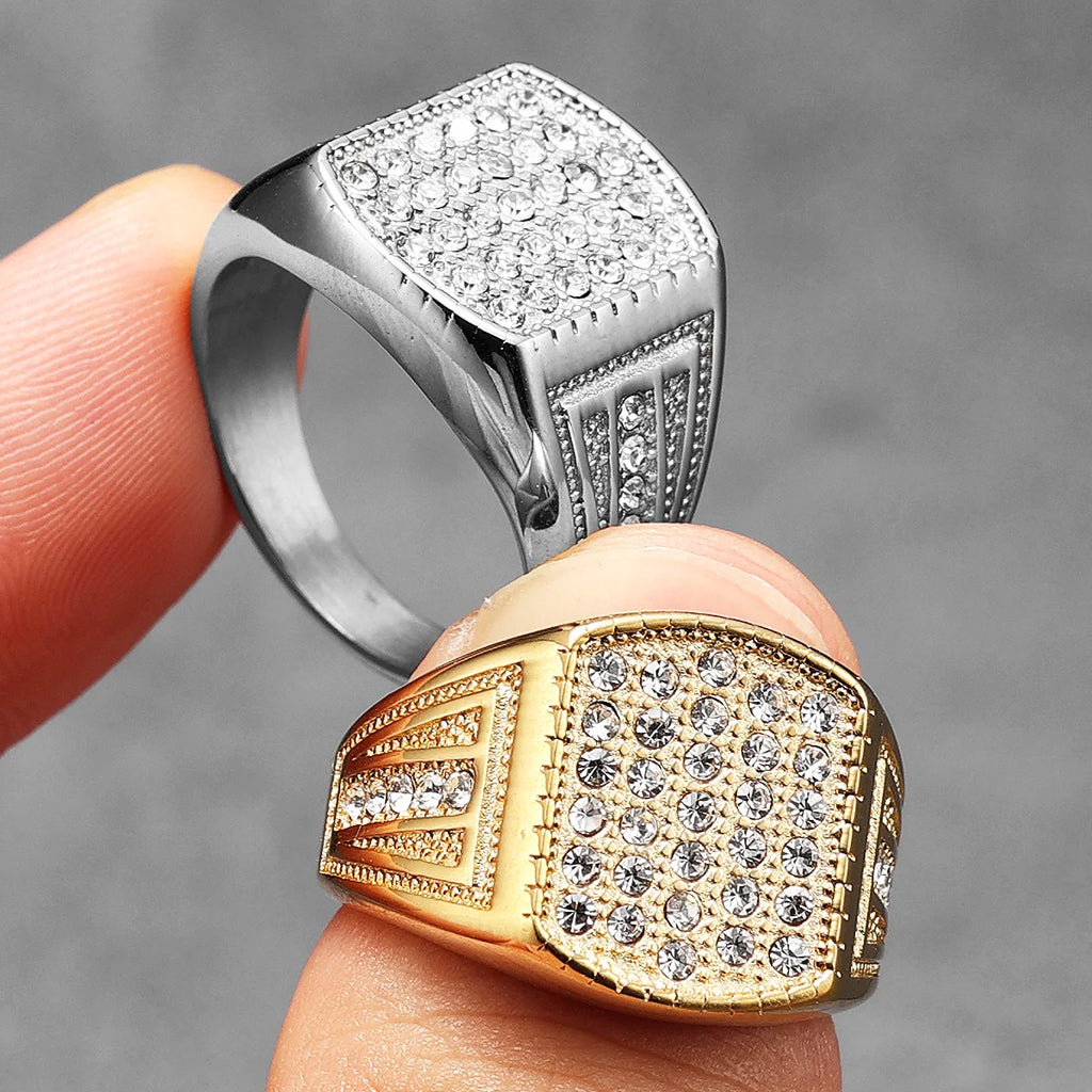 Cross Gemstone Ring — Stainless Steel