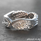 Angel Wing Feather Band Ring for Women — Silver-Tone