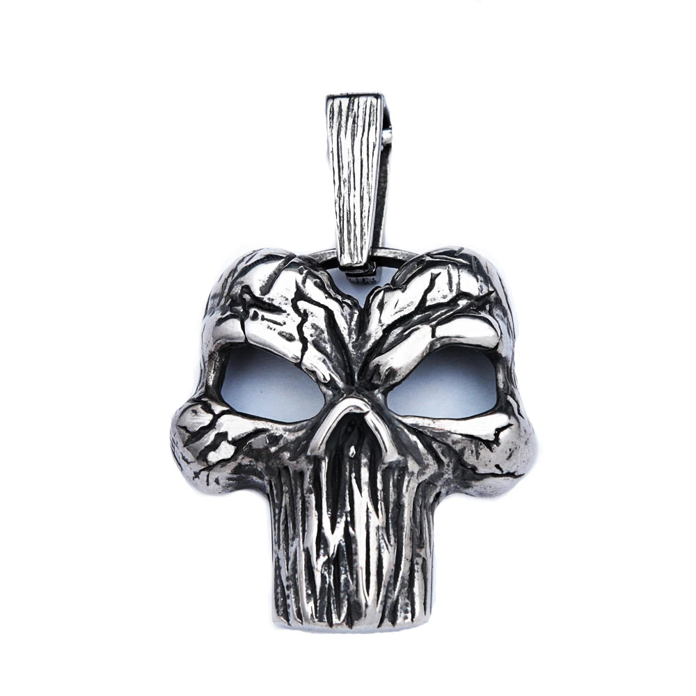 Vintage Large Skull Pendant Necklace — Stainless Steel