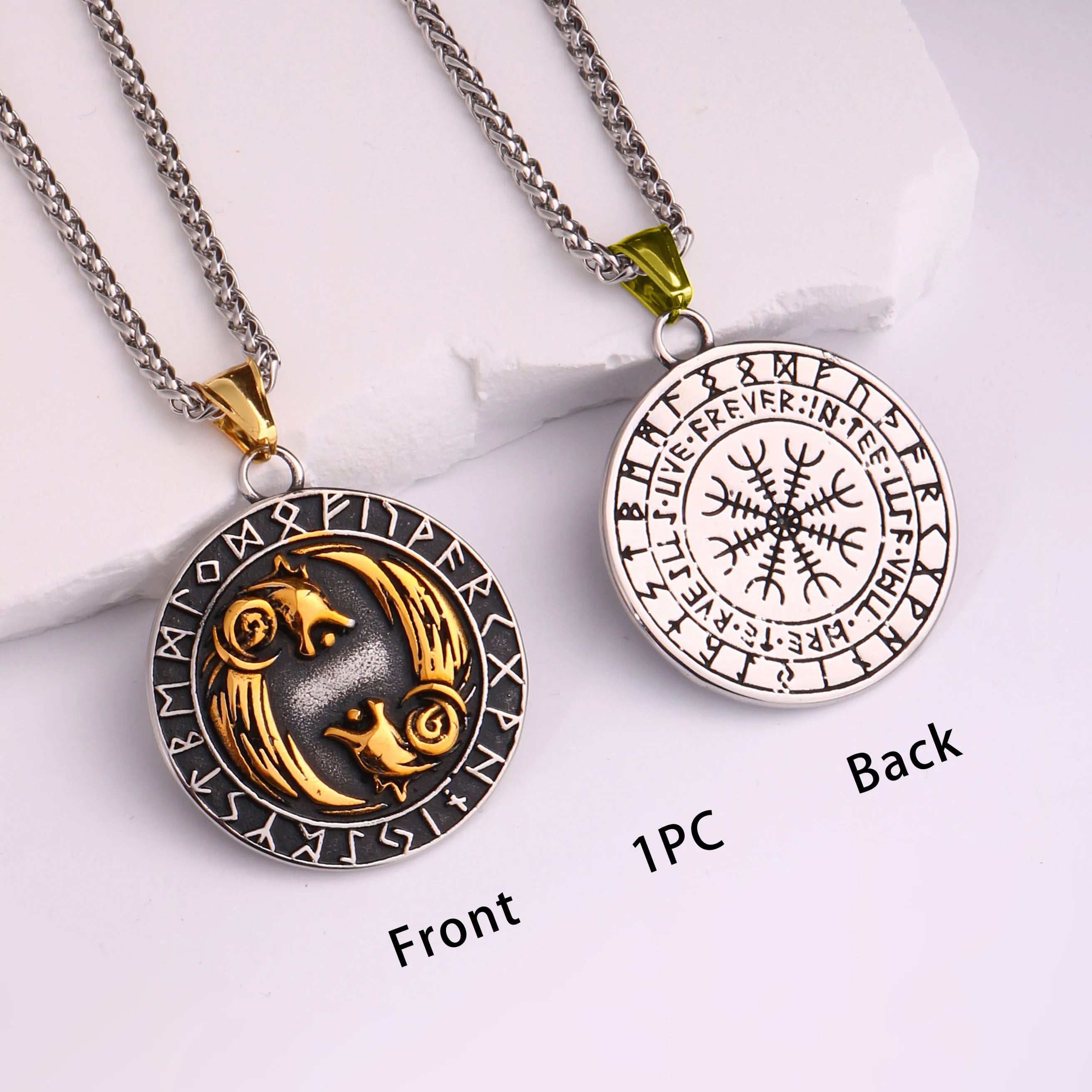 Viking Dragon Stainless Steel Pendant Necklace