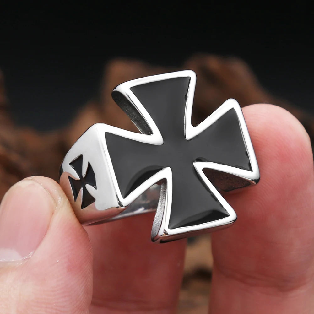 Iron Cross Ring — Stainless Steel