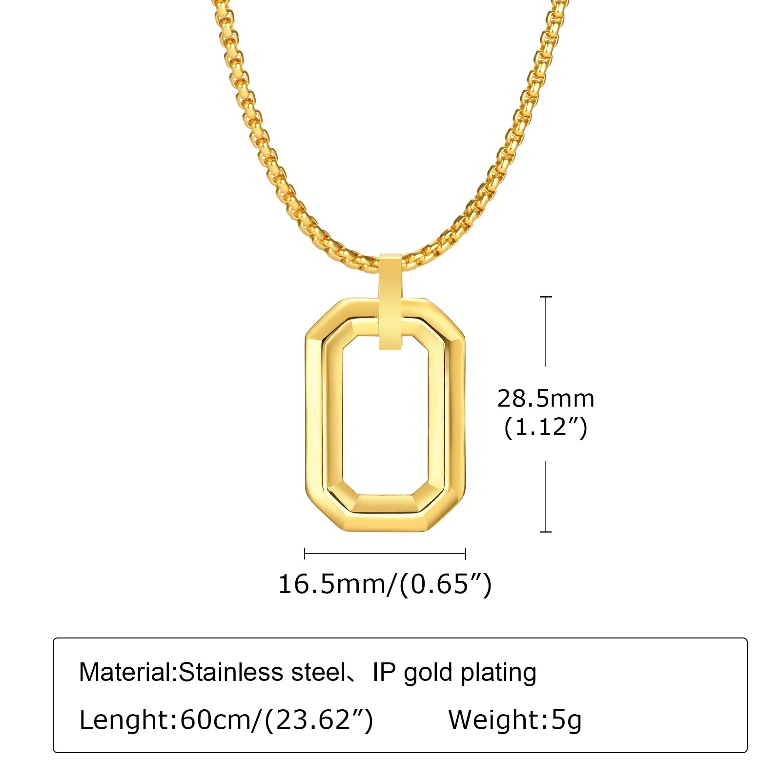 Hollow Geometric Square Pendant — Stainless