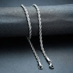 Vnox 3mm/5mm Cuban Chain Necklace for Men,Twisted Rope Links Collar,Stacked Stainless Steel Simple Basic Classic Unisex Necklace