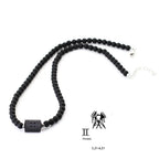 Fashion 12 Constellations Beaded Necklace Men Natural Black Onyx Stone Beads 48cm Short Collar Jewelry Leisure Party Homme Joias
