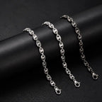 316L Stainless Steel Pig Nose Chain 58cm, Non-Tarnish Coffee Bean Link Necklace, Waterproof Hip Hop Jewelry Gold Silver