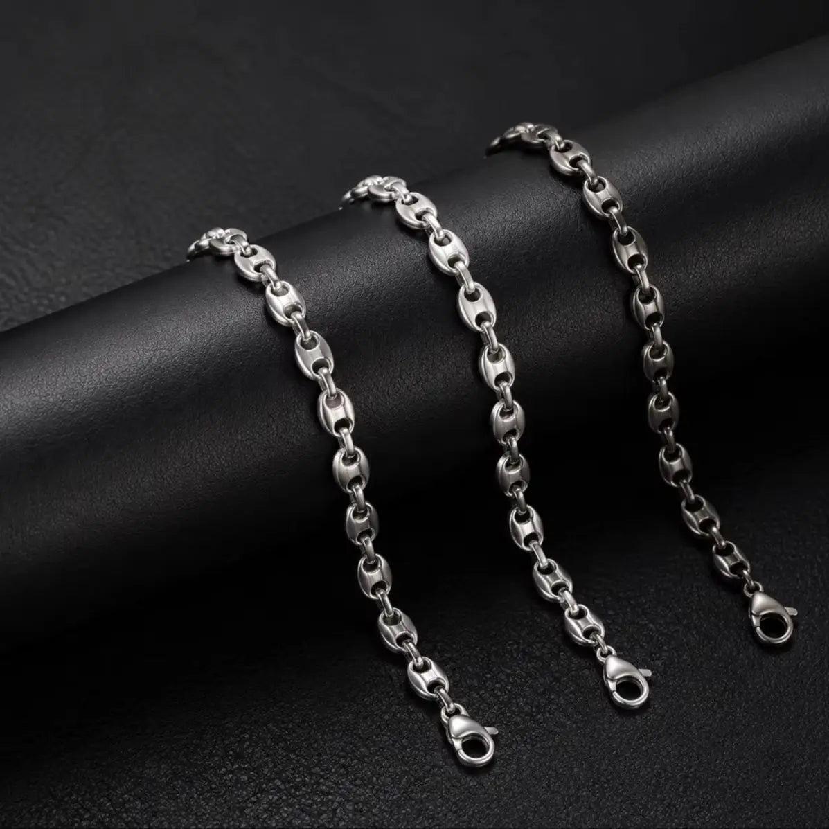 316L Stainless Steel Pig Nose Chain 58cm, Non-Tarnish Coffee Bean Link Necklace, Waterproof Hip Hop Jewelry Gold Silver