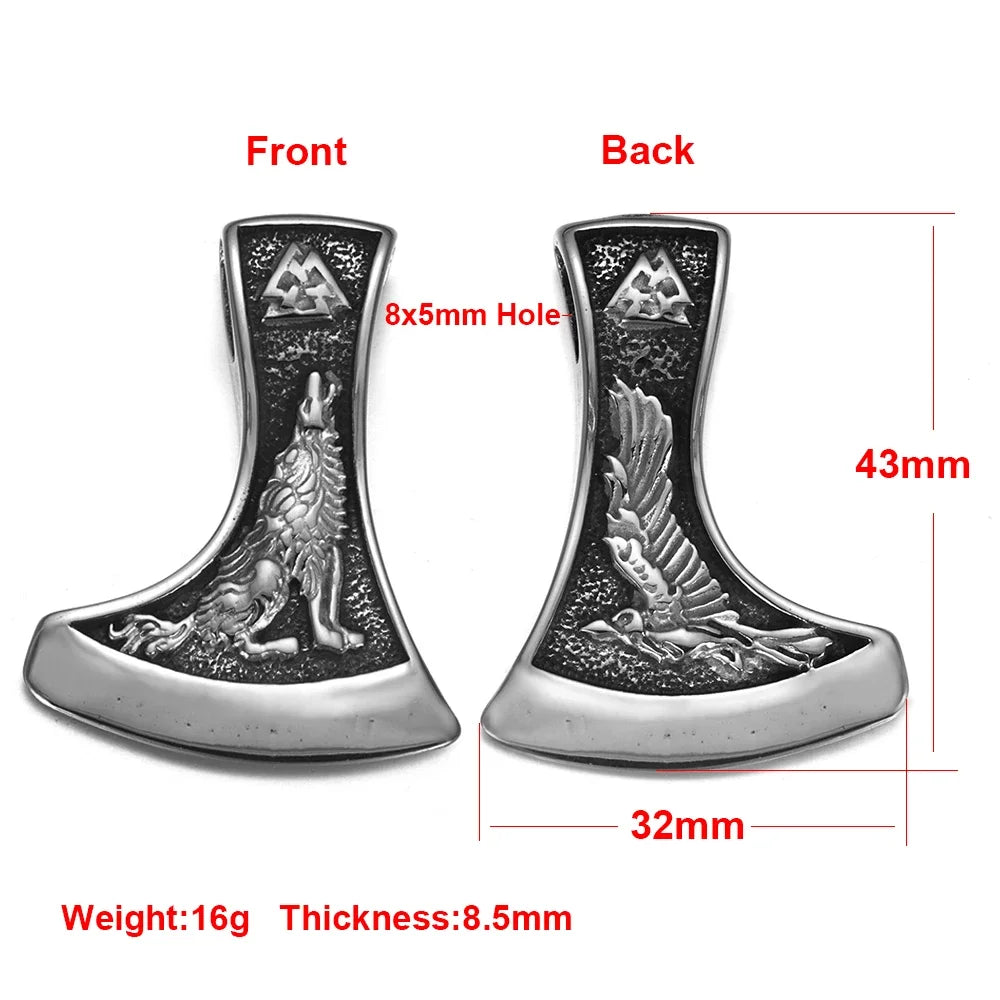Stainless Steel Viking Norse Pendant for Necklace DIY Accessories Jewelry Making Findings Men Charm Supplies Punk Axe