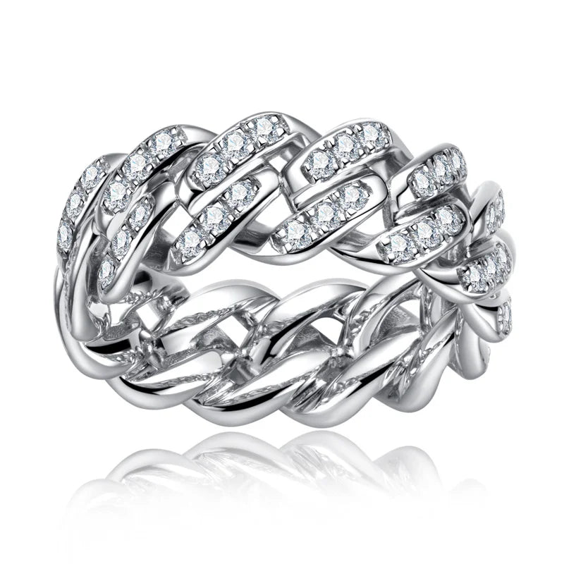Iced Out Cuban Ring — 925 Silver