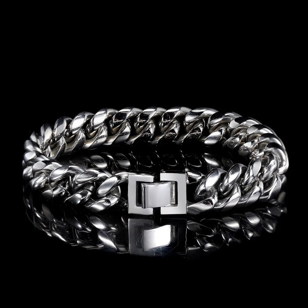 Black Cuban Chain Bracelet Stainless Steel Miami