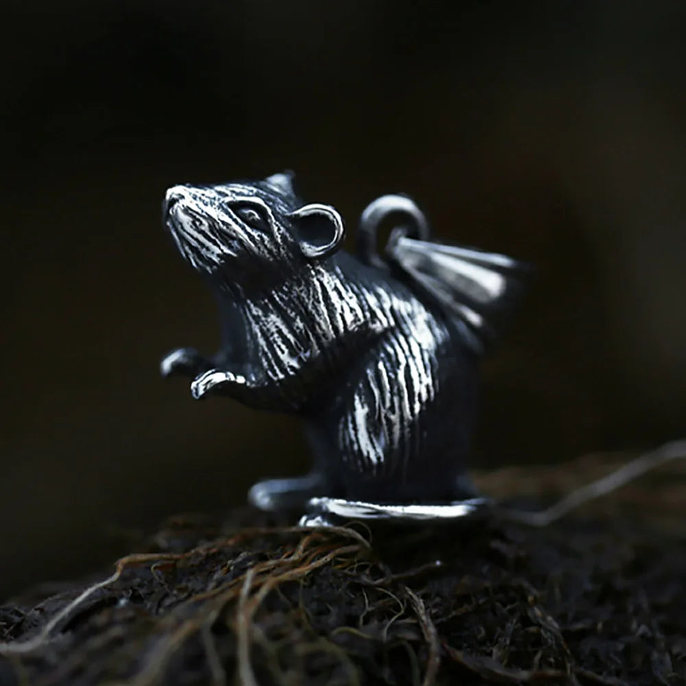 Gothic Mouse Stainless Steel Pendant Necklace
