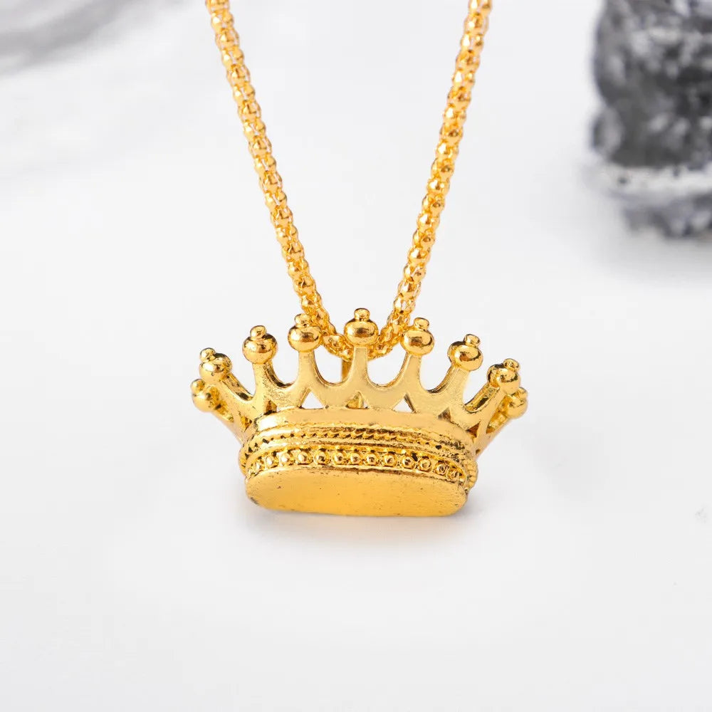 3D Rapper King Crown Pendant Necklace — Two-Tone