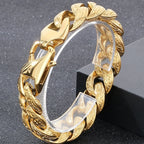 Retro 18MM Width Curb Cuban Link Chain Bracelet for Man Solid Stainless Steel Men's Bracelets Jewelry Accessories Gifts
