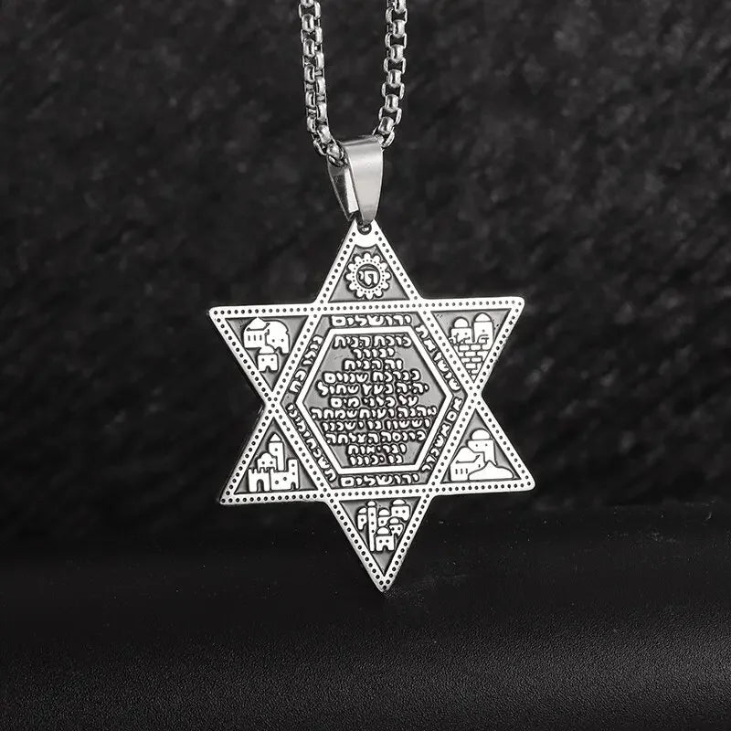 Trendy Mogan David Star Pendant High-Quality Alloy Israel Jewish Star of David Necklace for Men Jewelry