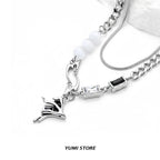 Hip Hop Melting Star Pendant for Man Woman Original Design Non Fading Titanium Steel Lock Chain New Couple Jewelry Kpop