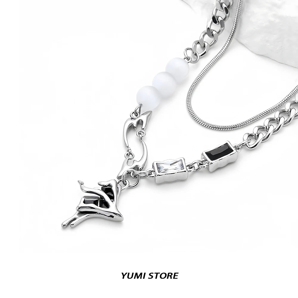 Hip Hop Melting Star Pendant for Man Woman Original Design Non Fading Titanium Steel Lock Chain New Couple Jewelry Kpop