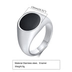 Black Enamel Signet Ring 13mm — Stainless Steel