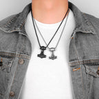 Stainless Steel Thor's Hammer Men Necklaces Pendants Chain Punk Trendy for Boyfriend Male Jewelry Creativity Gift