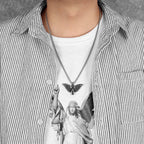 Angel Wings Cherub Pendant Necklace Stainless Steel