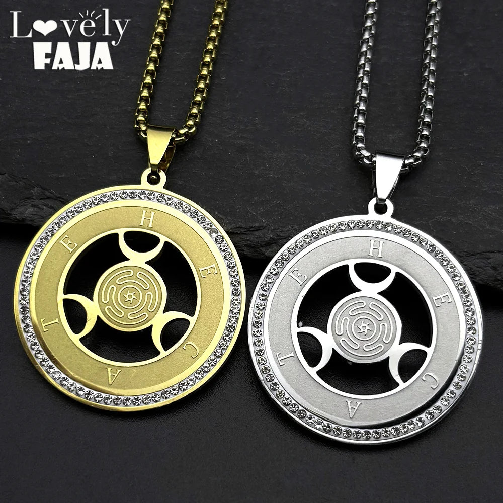 Moon Steel Pendant Witchcraft Triple Goddness