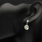 Star Moon Silver Earrings Sterling Zircon Starburst