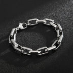 Cuban Chain Cross Bracelet for Men — Thick Link, Silver-Tone