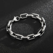 Cuban Chain Cross Bracelet for Men — Thick Link, Silver-Tone