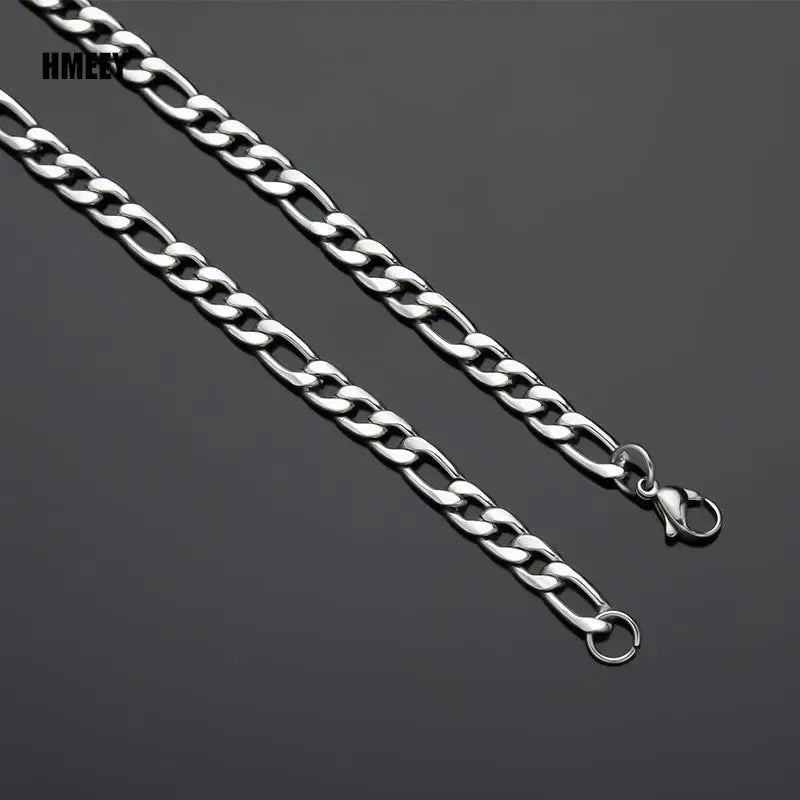Men's Stainless Steel Link Figaro Chain Necklace for Women High Quality Waterproof Choker Silver Color Jewelry