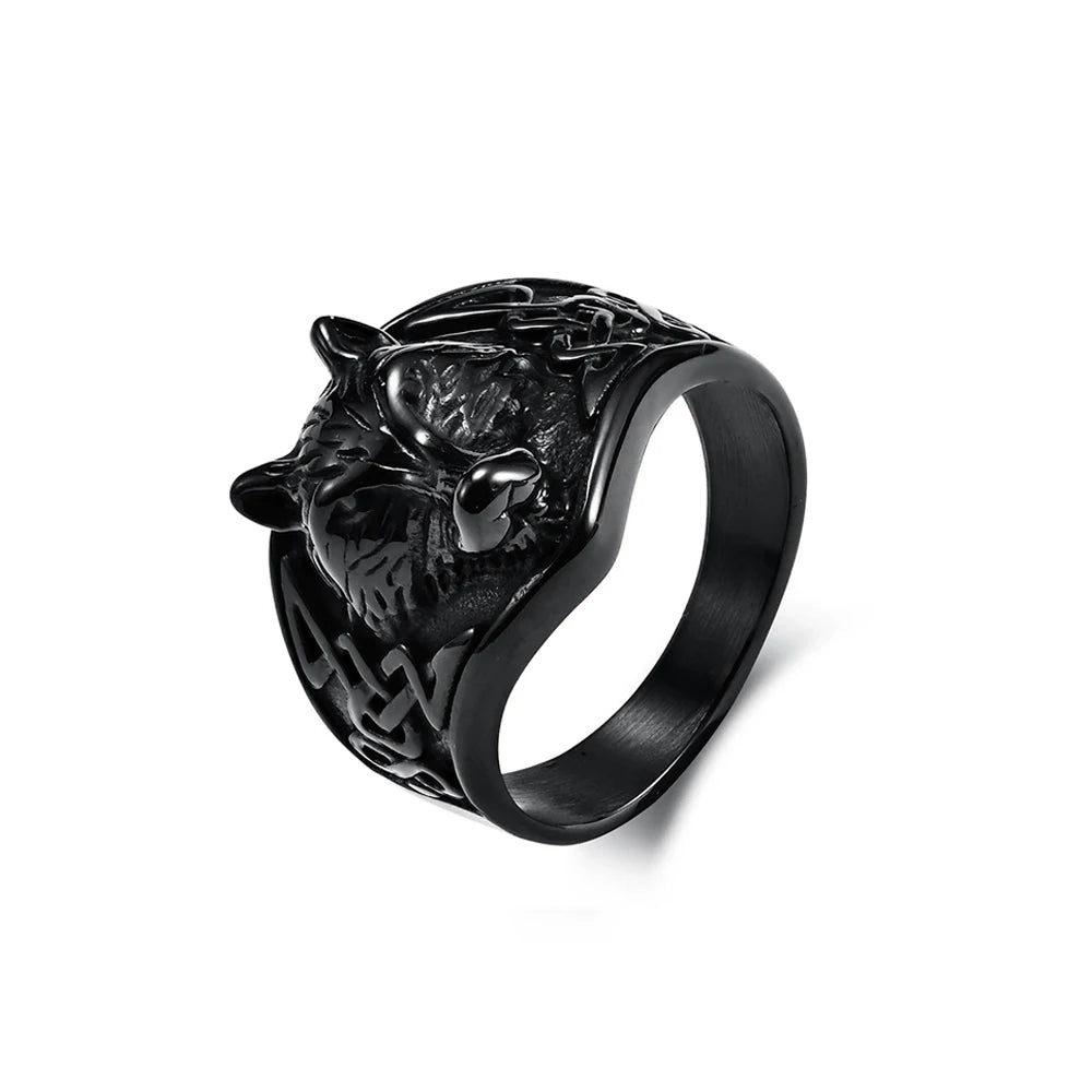 Viking Wolf Head Celtic Ring — Stainless Steel