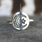 Carved Moon and Star Ring — Dreamy Band for Music Festival