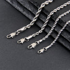 304 Stainless Steel Twist Rope Chain Necklace for Men Women PVD Silver Plated 2mm/2.5mm/3mm/4mm/5mm Width Accessories
