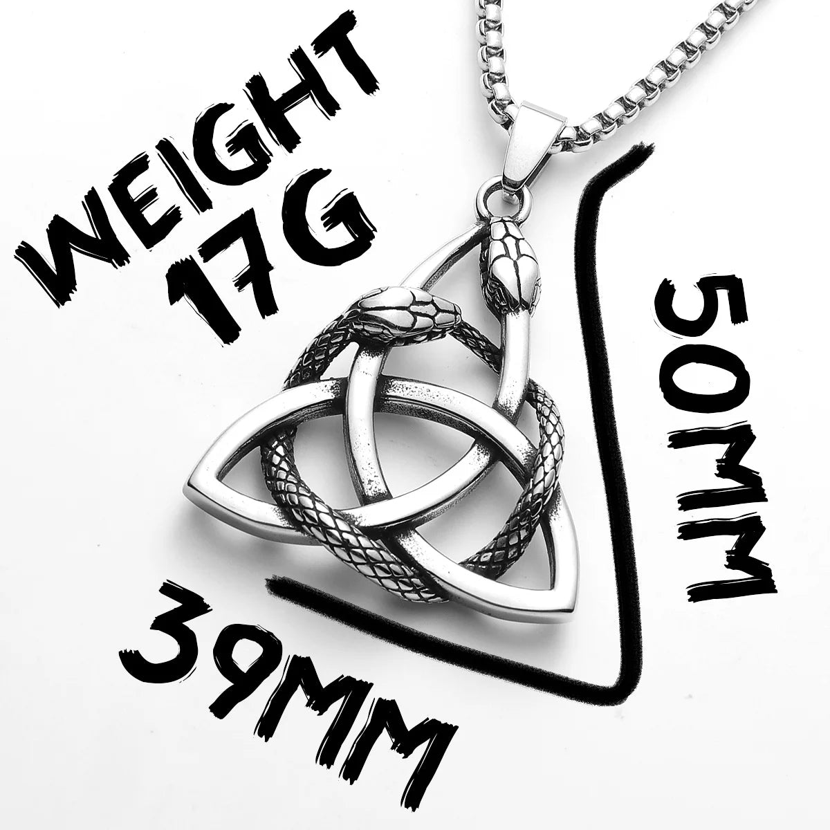 Viking Snake Pendant Necklace — Stainless Steel