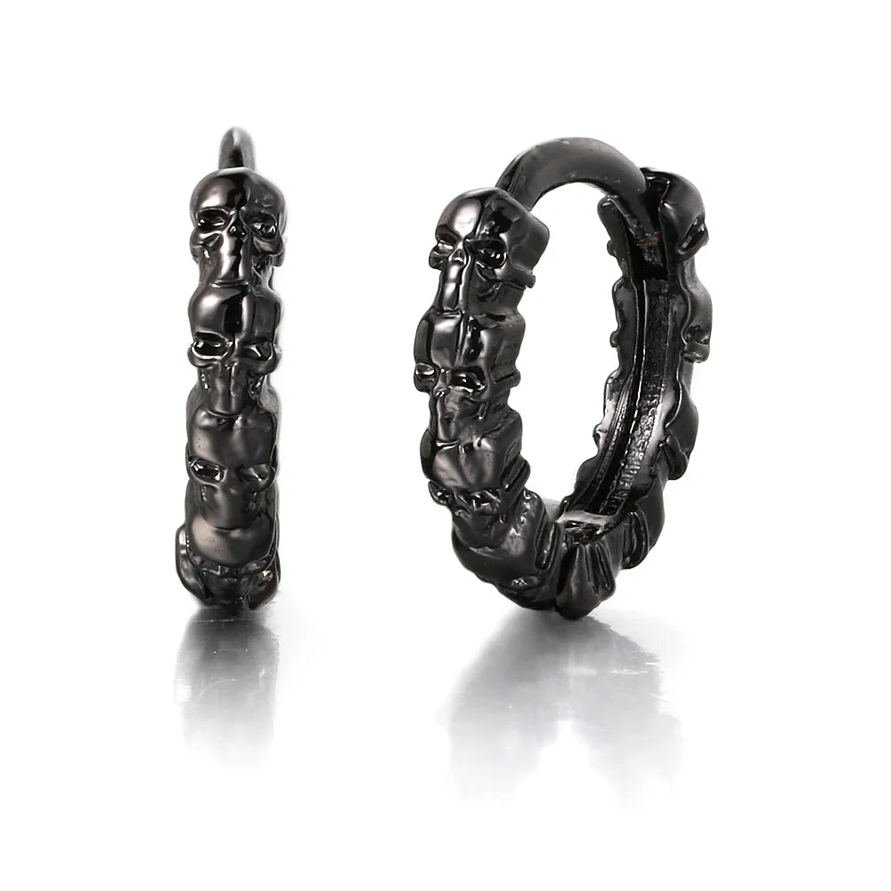 Silver Skull Hoop Earrings Statement