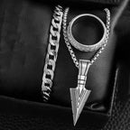 Black Cross Cuban Chain Necklace Ring Bracelet Set