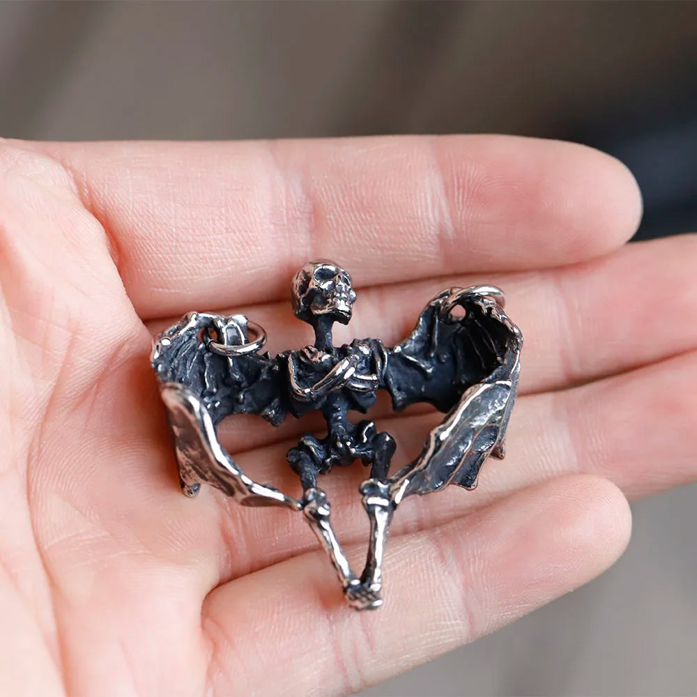 New Special Design Stainless Steel Skull Wing Pendant Exquisite Punk Hip Hop Retro Jewelry For Men Gift free shipping