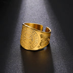 Nordic Vegvisir Compass Ring — Stainless Steel