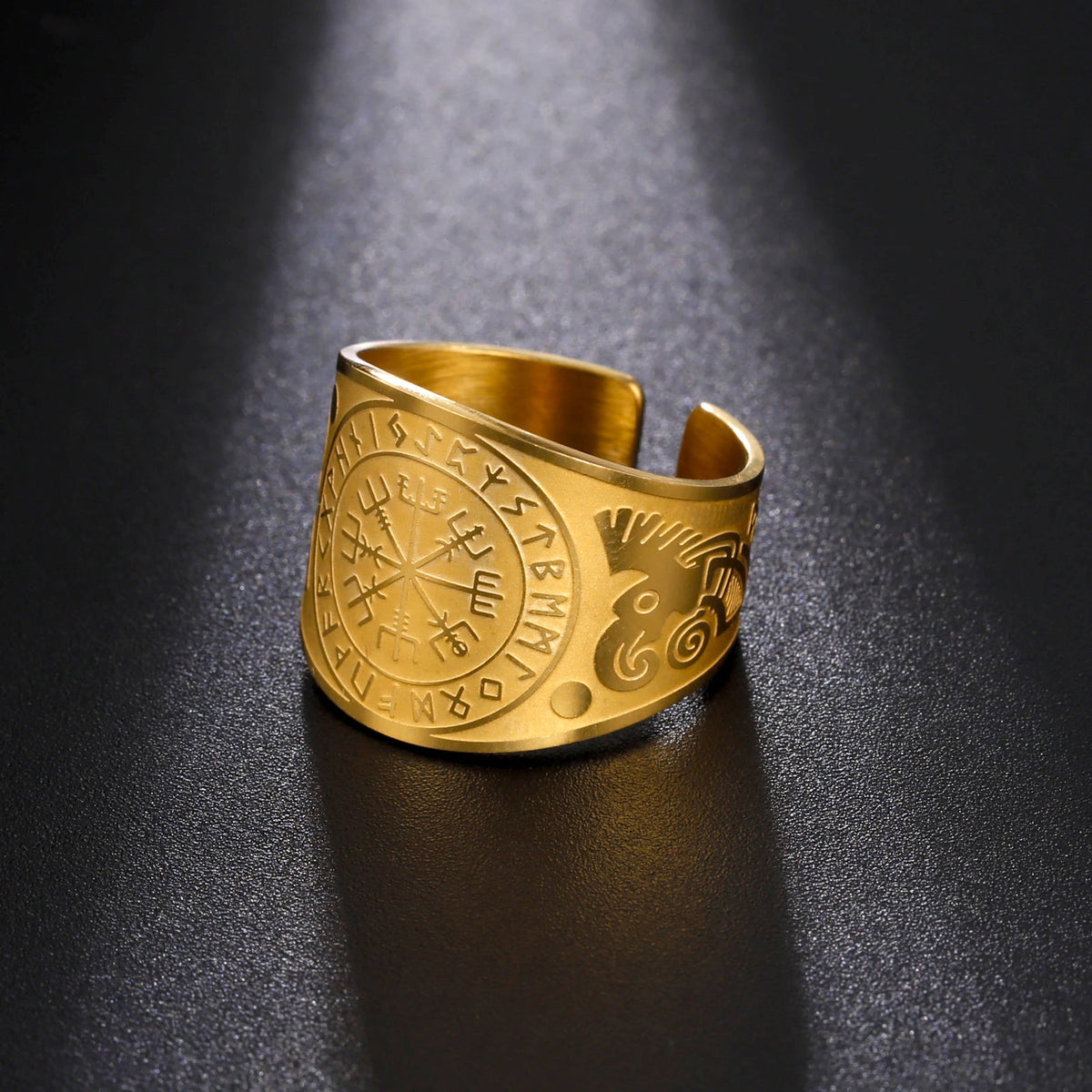 Nordic Vegvisir Compass Ring — Stainless Steel