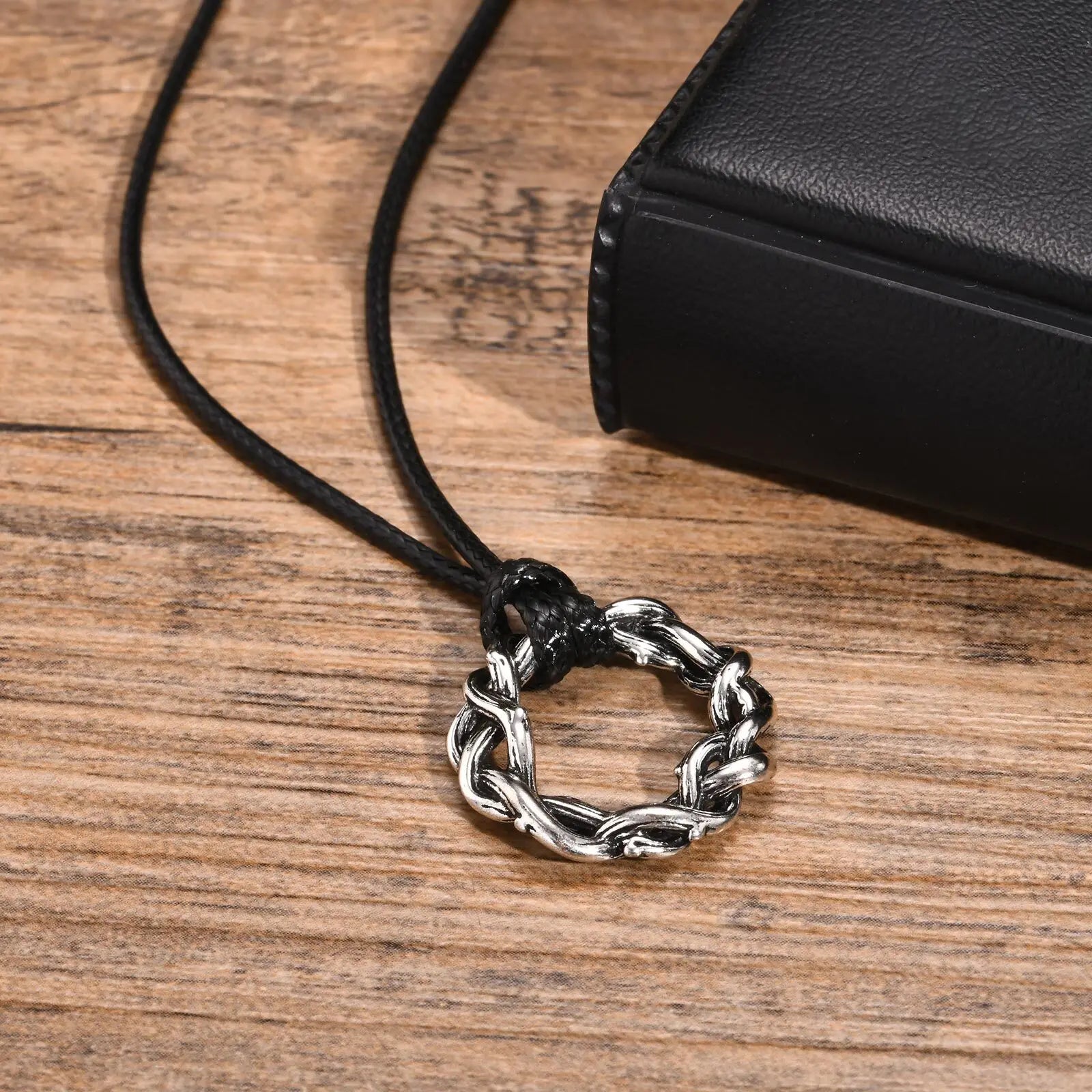 Thorns Braided Wreath Pendant Necklace
