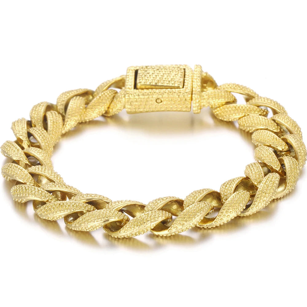 Retro 10MM Width Curb Cuban Link Chain Bracelet for Men Solid 316L Stainless Steel Casting Bracelets & Bangles Boys